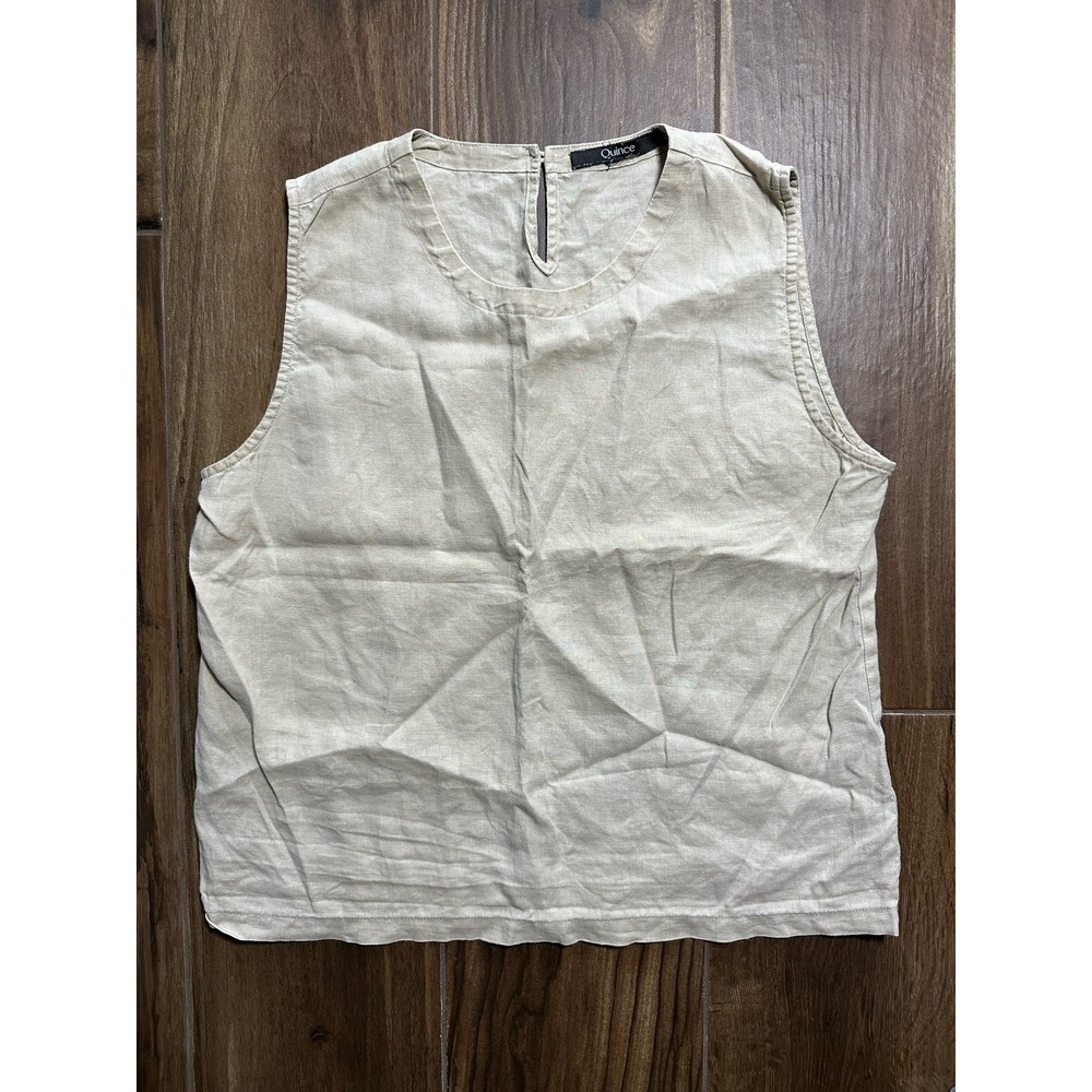 Quince Sleeveless Cotton-Linen Tank in Natural Beige